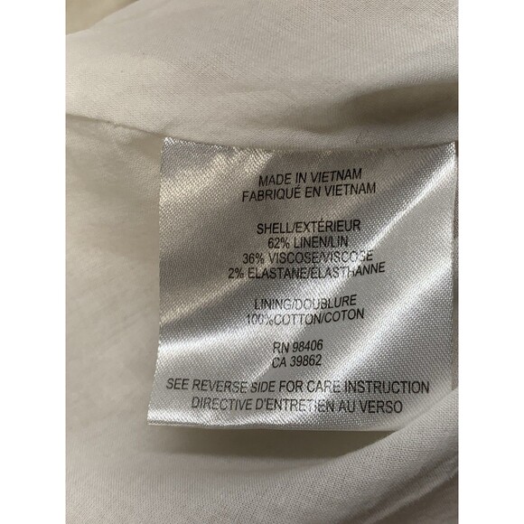 Theory  Women’s Off V Neck Flare Mini Dress Cream Linen Bland Sz 6 - Picture 14 of 14